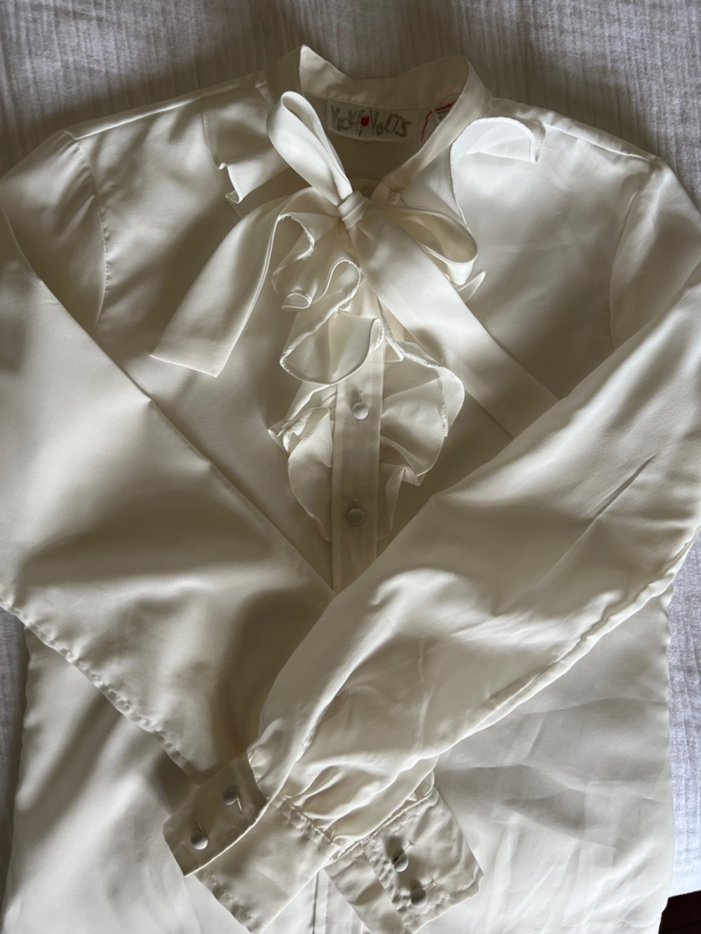 Vintage Vicki Volts Ruffle Bow-Front Blouse